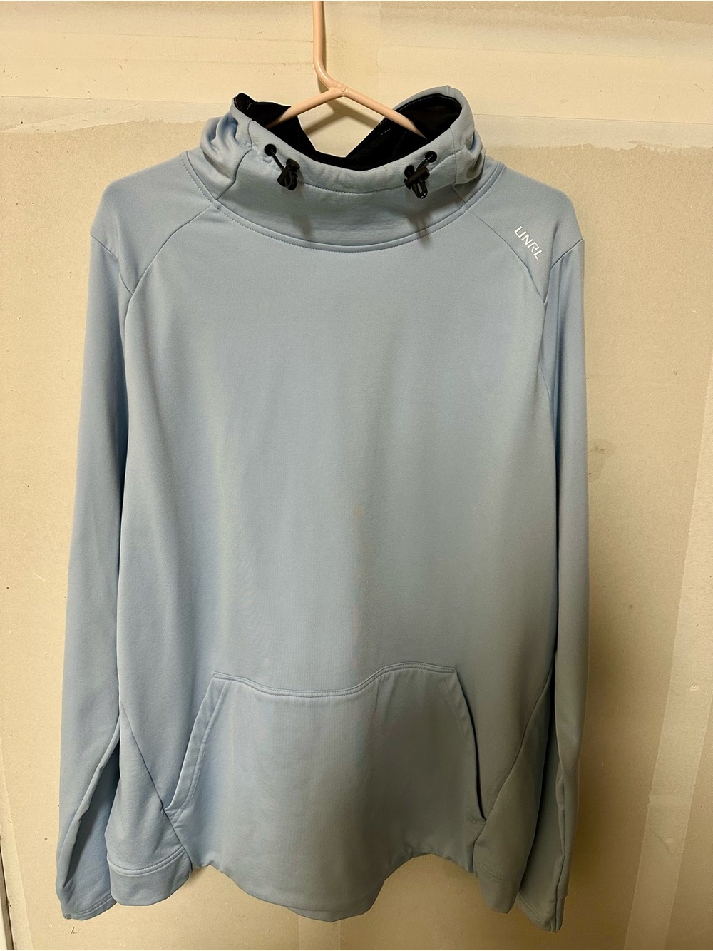 UNRL Men's Light Blue Pullover Hoodie with High Neck